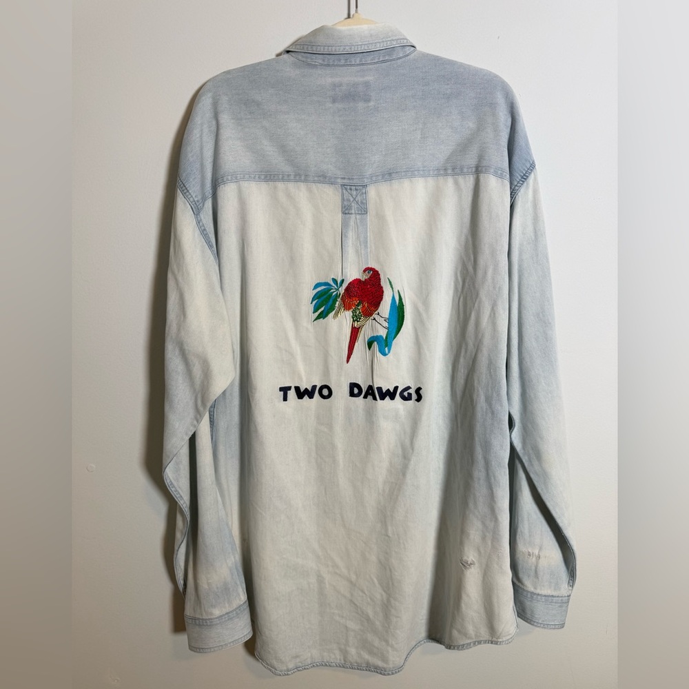 Vintage Siegfried Embroidered Denim Custom Parrot‎ Back Graphic 90s Tropical XLT - Picture 3 of 8